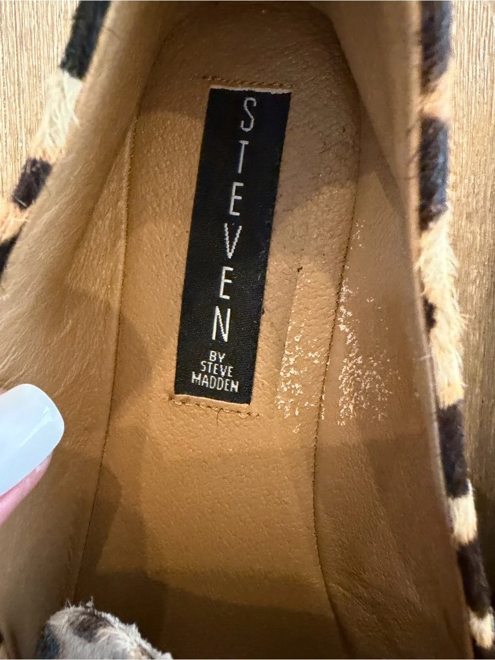 Steve Madden Leopard Print Pointed Toe Loafers - Tan, Black - Picture 4 of 7